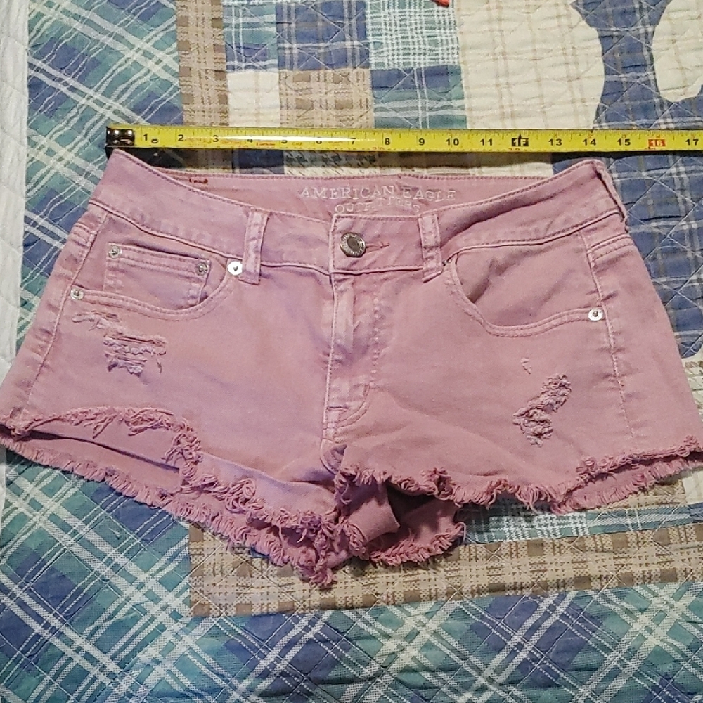 American Eagle Outfitters Pink Distressed Jean Shorts